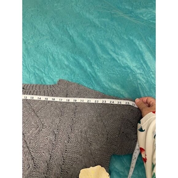 Altar'd State NWT  Women's Cable Knit Cropped Sweater L Steel Blue 100% Polyeste - Picture 10 of 16